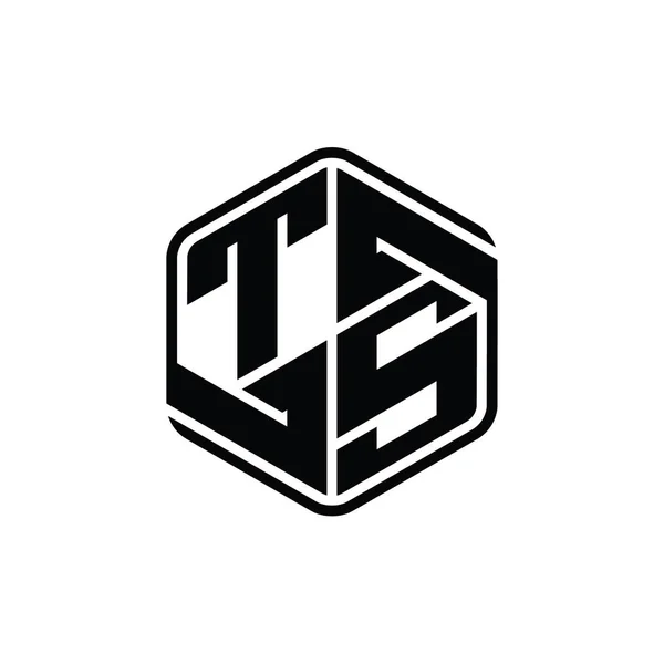 Tsレターロゴモノグラム六角形装飾抽象的な独立したアウトラインデザインテンプレート — ストック写真