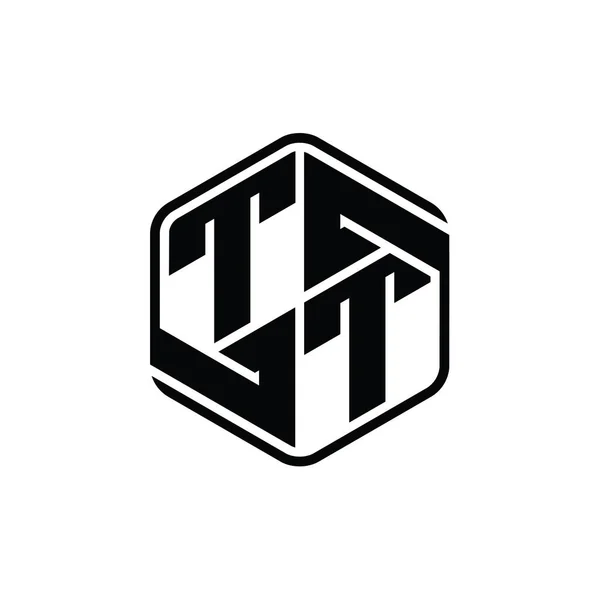 Логотип Логотип Монограммы Шестиугольник Орнаментом Абстрактный Изолированный Дизайн Контура Шаблона — стоковое фото