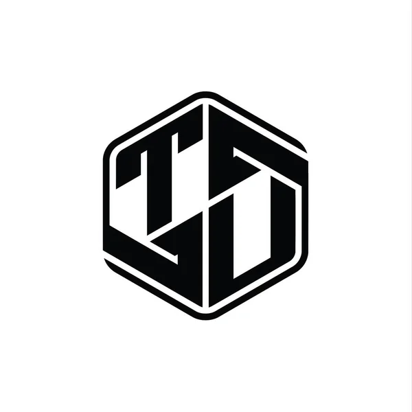 徳島大学文字ロゴモノグラム六角形装飾抽象的な独立したアウトラインデザインテンプレート — ストック写真