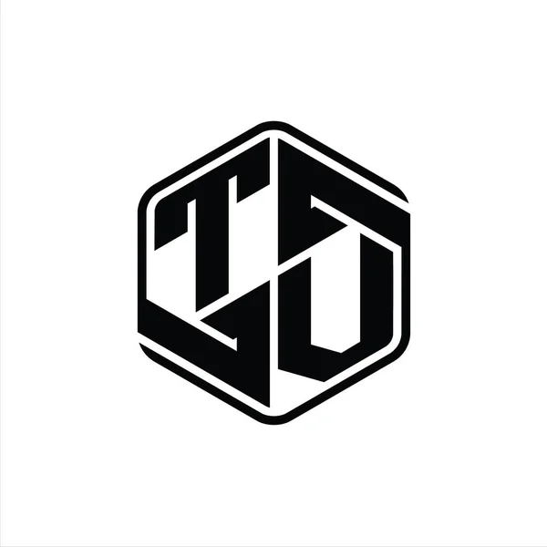 Levél Logo Monogram Hatszög Alakú Dísz Absztrakt Elszigetelt Vázlat Design — Stock Fotó