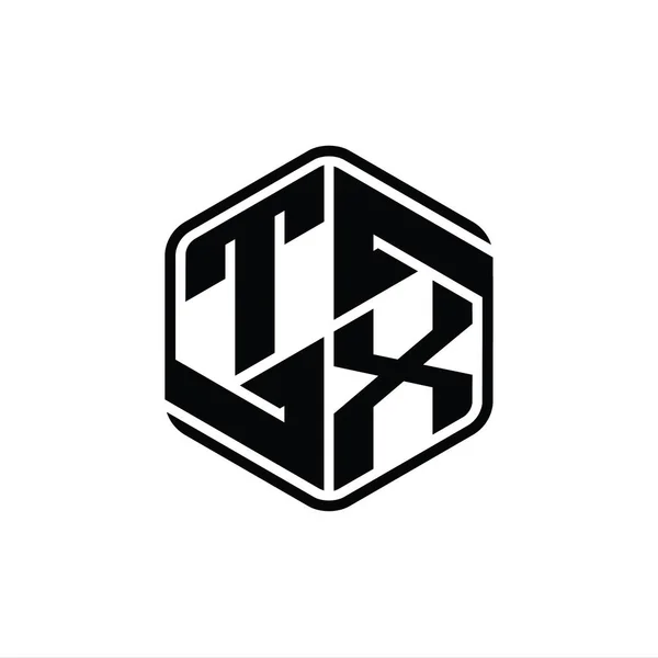Txレターロゴモノグラム六角形装飾抽象的な独立したアウトラインデザインテンプレート — ストック写真
