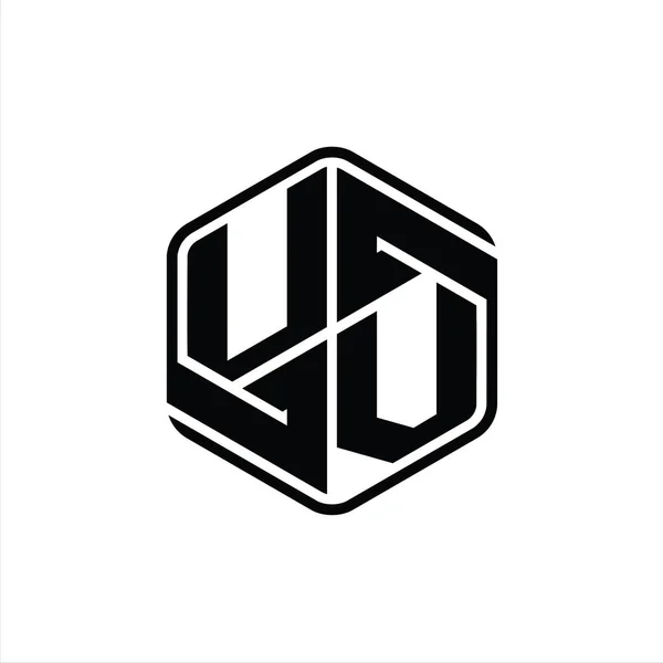 Bentuk Letter Logo Monogram Hexagon Dengan Ornamen Templat Desain Yang — Stok Foto