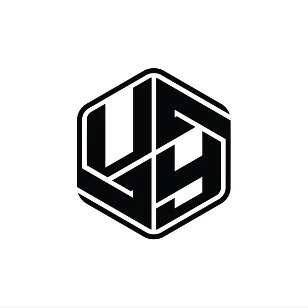 List Logo Monogram Sześciokąt Kształt Ozdobą Abstrakcyjny Odizolowany Zarys Szablon — Zdjęcie stockowe