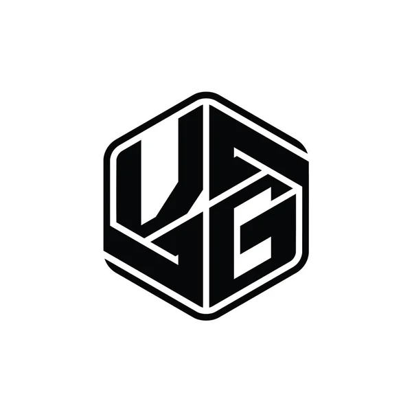 Vgレターロゴモノグラム六角形装飾抽象的な独立したアウトラインデザインテンプレート — ストック写真