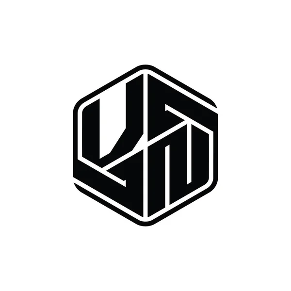 Písmeno Znak Monogram Šestiúhelník Tvar Ornamentem Abstraktní Izolované Obrys Design — Stock fotografie