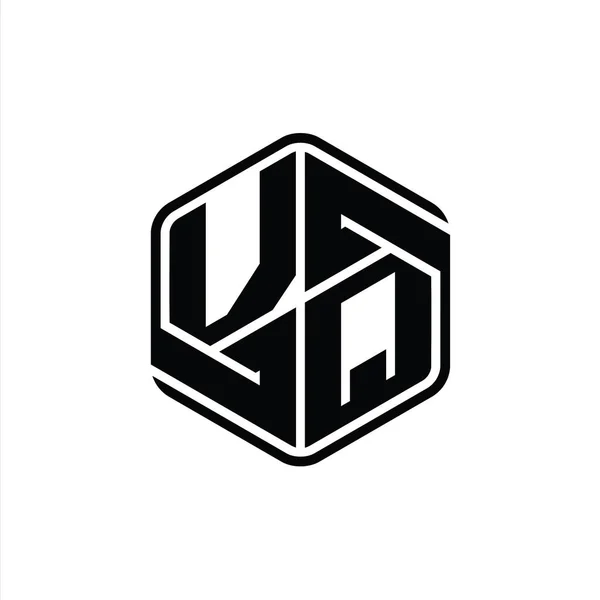 Vqレターロゴモノグラム六角形形装飾抽象的な独立したアウトラインデザインテンプレート — ストック写真