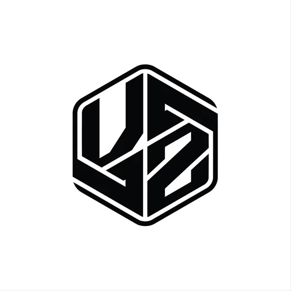 Letter Logo Monogram Bentuk Heksagon Dengan Ornamen Abstrak Terisolasi Garis — Stok Foto