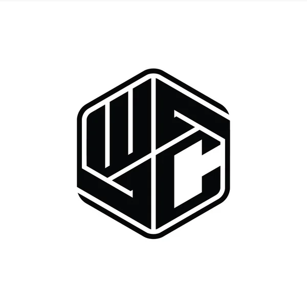 Carta Logo Monograma Hexágono Forma Con Ornamento Abstracto Esquema Aislado —  Fotos de Stock
