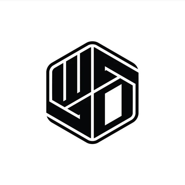 Wd文字ロゴモノグラム6角形装飾抽象的な独立したアウトラインデザインテンプレート — ストック写真