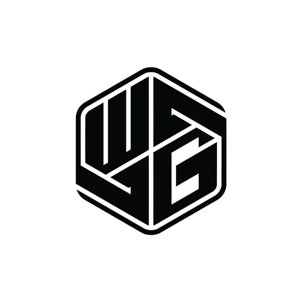 Wgレターロゴモノグラム六角形形装飾抽象的な独立したアウトラインデザインテンプレート — ストック写真