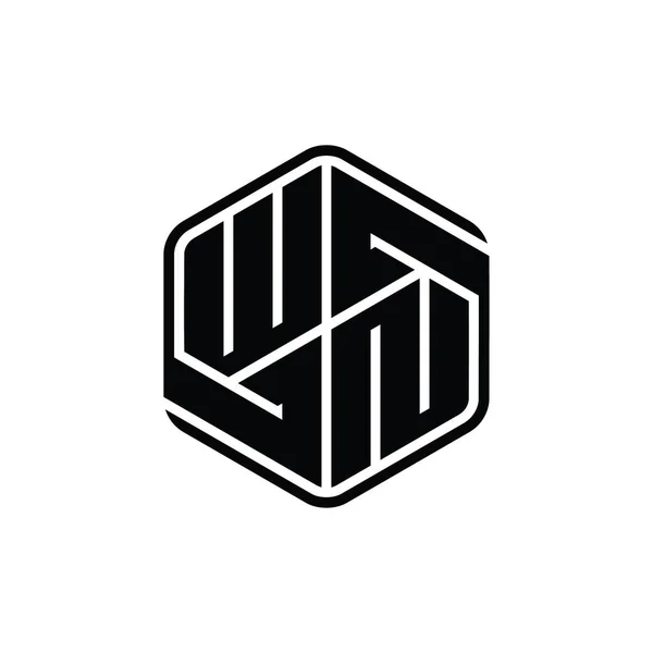 Letter Logo Bentuk Monogram Heksagon Dengan Ornamen Abstrak Terisolasi Outline — Stok Foto