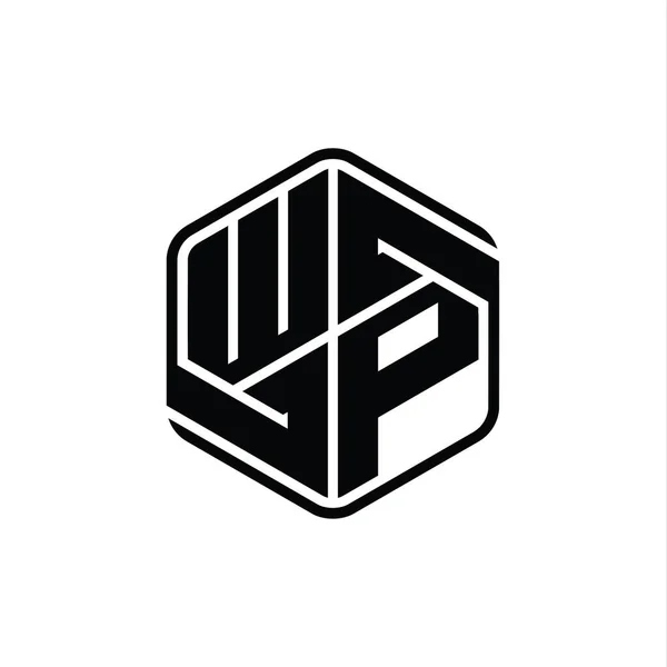Letter Logo Monogram 六角形の形と装飾抽象的な独立したアウトラインデザインテンプレート — ストック写真