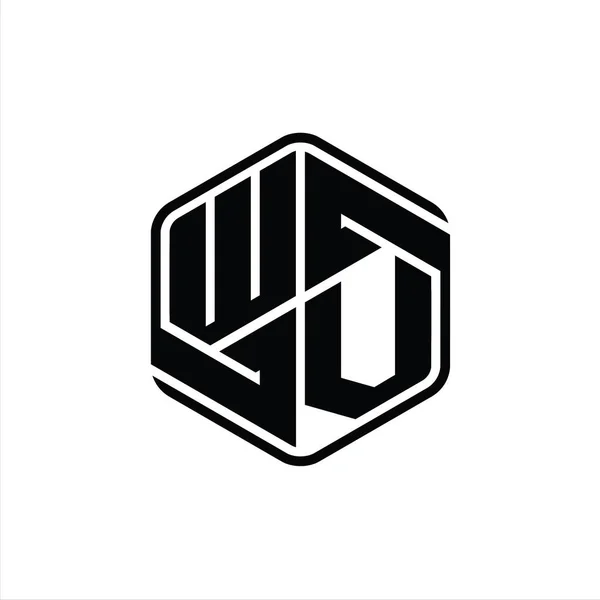 Letter Logo Bentuk Monogram Heksagon Dengan Ornamen Abstrak Terisolasi Garis — Stok Foto