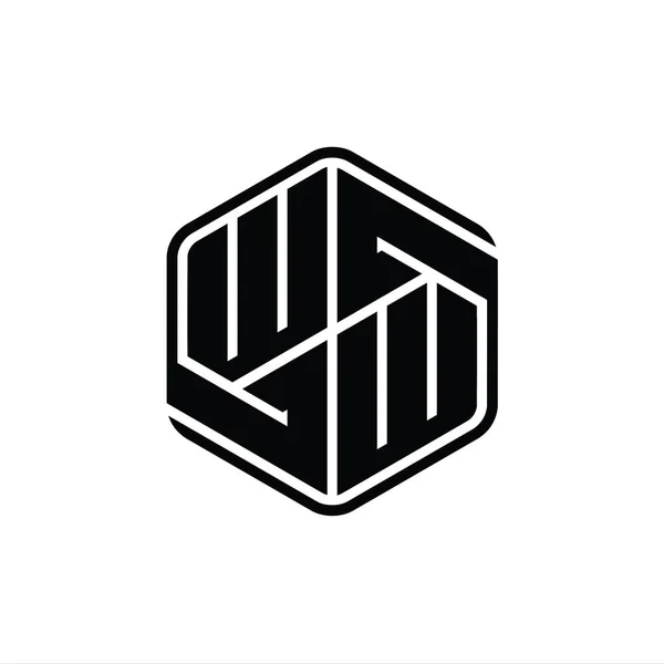 第二次世界大戦文字ロゴモノグラム六角形装飾抽象的な独立したアウトラインデザインテンプレート — ストック写真