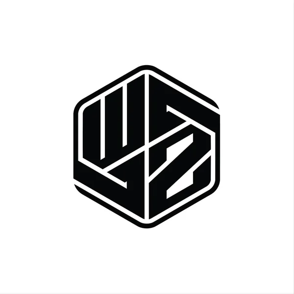 洲手紙ロゴモノグラム六角形形装飾抽象的な独立したアウトラインデザインテンプレート — ストック写真
