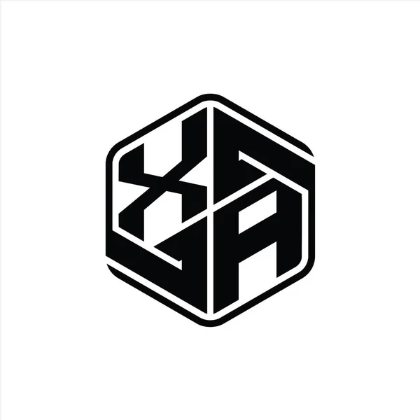 Xa文字ロゴモノグラム六角形の装飾抽象的な独立したアウトラインデザインテンプレート — ストック写真