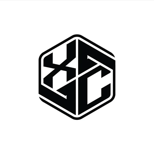 Bentuk Monogram Logo Dengan Ornamen Templat Desain Garis Luar Yang — Stok Foto
