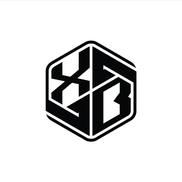 Логотип Монограмма Шестиугольник Орнаментом Абстрактный Изолированный Дизайн Контура Шаблона — стоковое фото