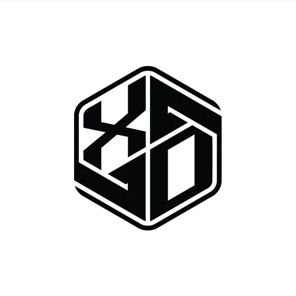 Xd文字ロゴモノグラム6角形装飾抽象的な独立したアウトラインデザインテンプレート — ストック写真