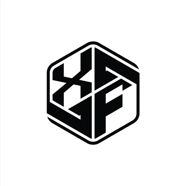 Bentuk Monogram Logo Heksagon Dengan Ornamen Abstrak Terisolasi Templat Desain — Stok Foto