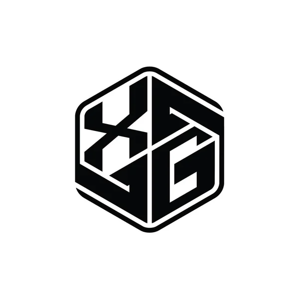 Forma Del Hexágono Del Monograma Del Logotipo Letra Con Ornamento — Foto de Stock