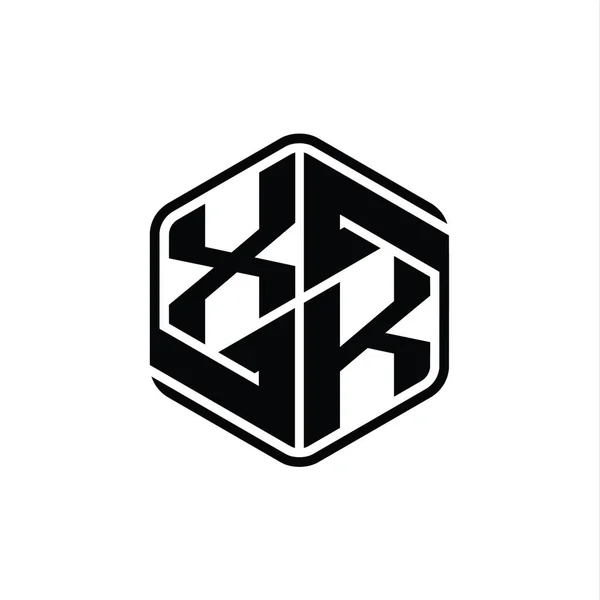 Xkレターロゴモノグラム六角形形装飾抽象的な独立したアウトラインデザインテンプレート — ストック写真