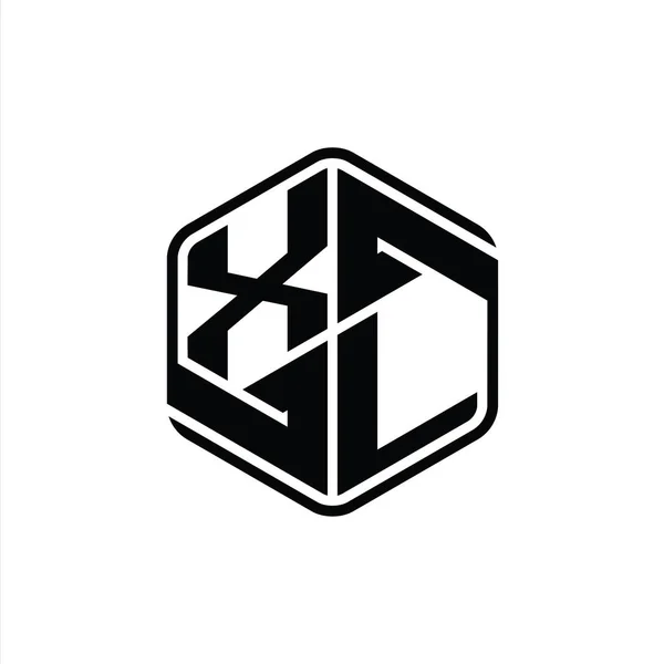 Xlレターロゴモノグラム六角形形装飾抽象的な孤立アウトラインデザインテンプレート — ストック写真