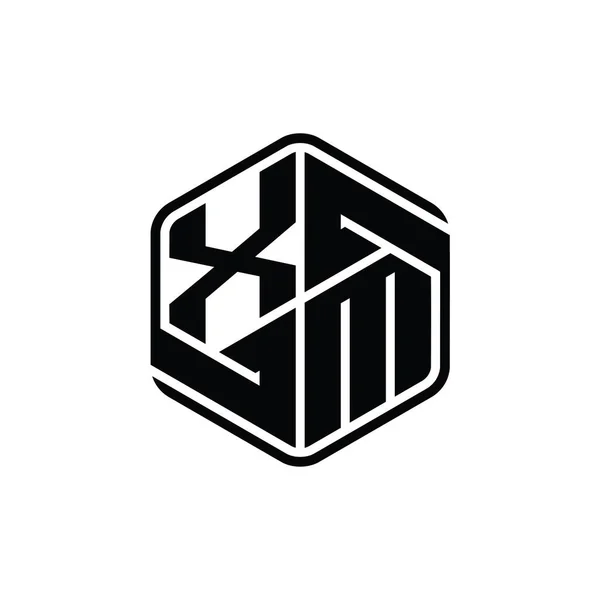 Lettre Logo Forme Hexagonale Monogramme Avec Ornement Abstrait Isolé Contour — Photo