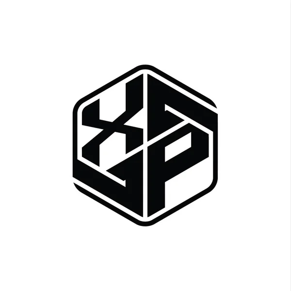Xpレターロゴモノグラム六角形装飾抽象的な独立したアウトラインデザインテンプレート — ストック写真