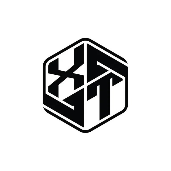 Forma Del Hexágono Del Monograma Del Logotipo Letra Con Plantilla —  Fotos de Stock
