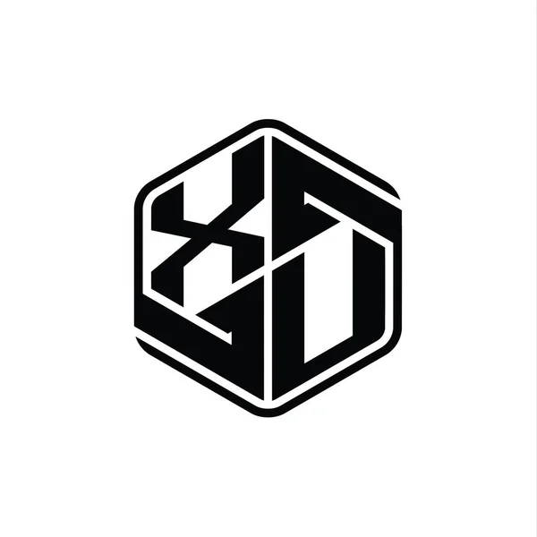 Letter Logo Monogram Zeshoekige Vorm Met Ornament Abstracte Geïsoleerde Schets — Stockfoto