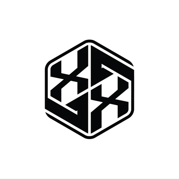 Xx文字ロゴモノグラム六角形形装飾抽象的な独立したアウトラインデザインテンプレート — ストック写真