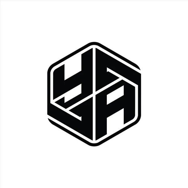 Bentuk Monogram Lotter Logo Heksagon Dengan Ornamen Abstrak Terisolasi Garis — Stok Foto