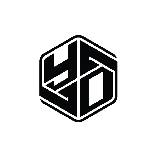 List Logo Monogram Kształt Sześciokąta Ozdobą Abstrakcyjny Odizolowany Zarys Szablon — Zdjęcie stockowe
