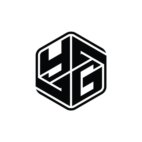 Letter Logo Monogramma Forma Esagonale Con Ornamento Astratto Modello Design — Foto Stock