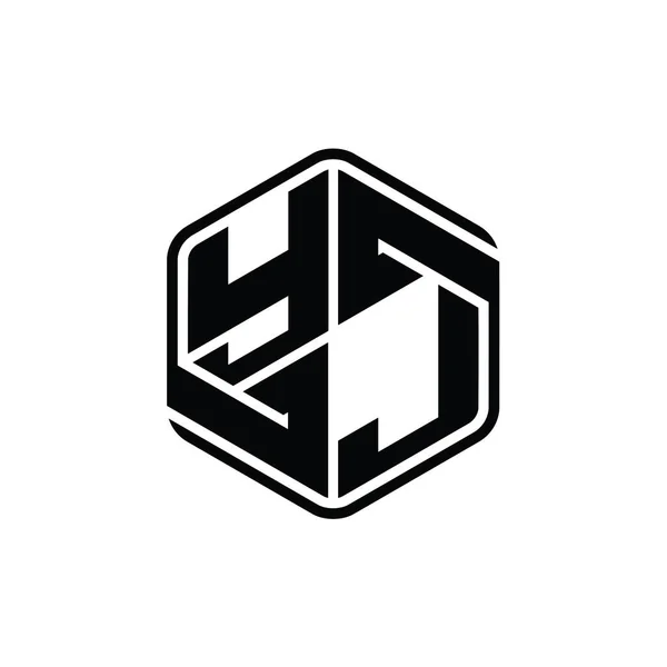 List Logo Monogram Sześciokąt Kształt Ozdoba Abstrakcyjny Odizolowany Zarys Szablon — Zdjęcie stockowe