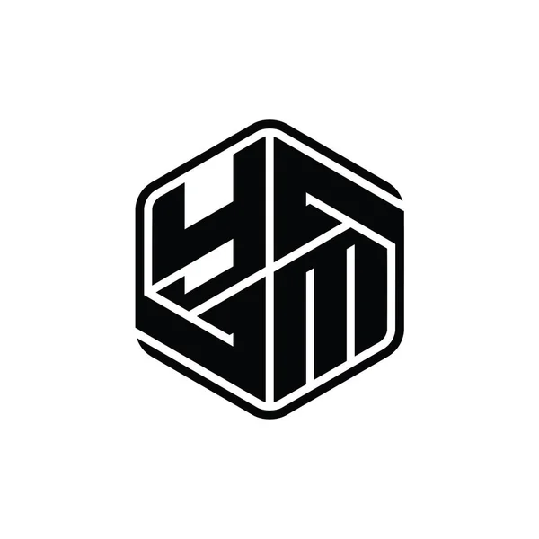 Letter Logo Monogram Bentuk Heksagon Dengan Ornamen Abstrak Terisolasi Outline — Stok Foto