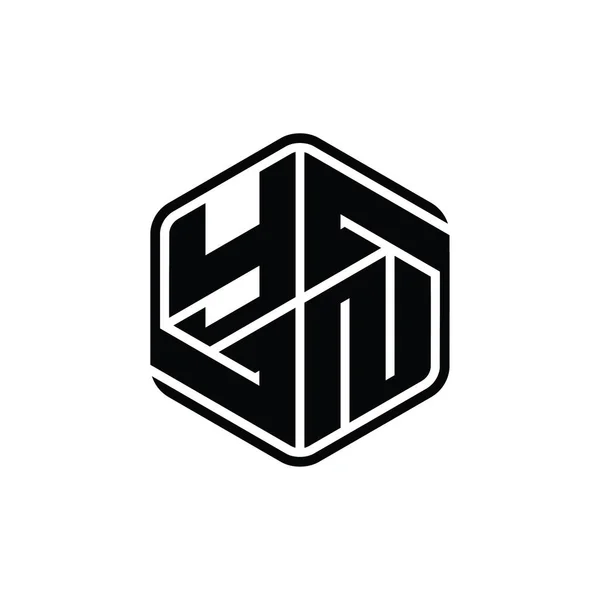 円手紙ロゴモノグラム六角形の装飾抽象的な独立したアウトラインデザインテンプレート — ストック写真