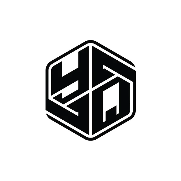Yqレターロゴモノグラム六角形の装飾抽象的な独立したアウトラインデザインテンプレート — ストック写真