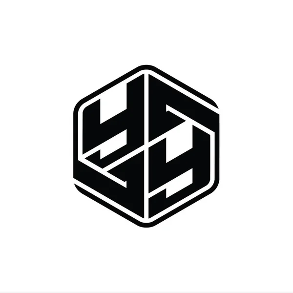 Y文字ロゴモノグラム六角形形装飾抽象的な独立したアウトラインデザインテンプレート — ストック写真