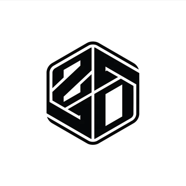 Zdレターロゴモノグラム六角形の装飾抽象的な独立したアウトラインデザインテンプレート — ストック写真