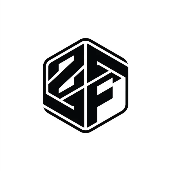 Zf文字ロゴモノグラム六角形の装飾抽象的な独立したアウトラインデザインテンプレート — ストック写真
