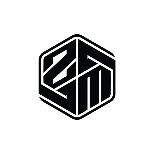 Zmレターロゴモノグラム六角形形装飾抽象的な独立したアウトラインデザインテンプレート — ストック写真