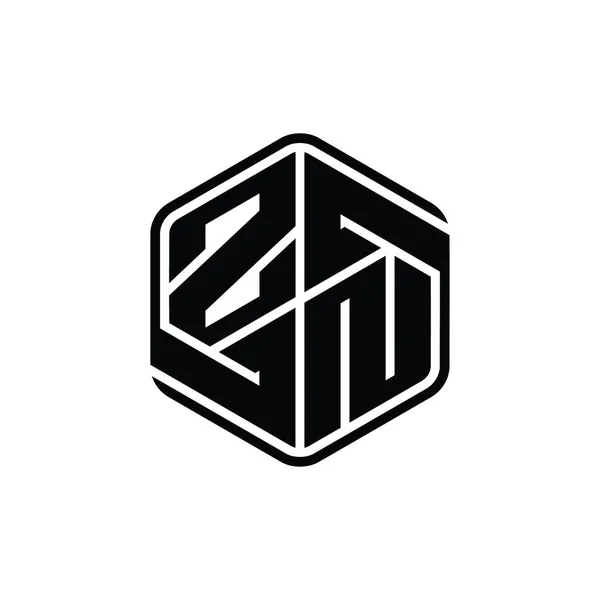 装飾抽象的な孤立アウトラインデザインテンプレート付き文字Znロゴモノグラム六角形の形状 — ストック写真