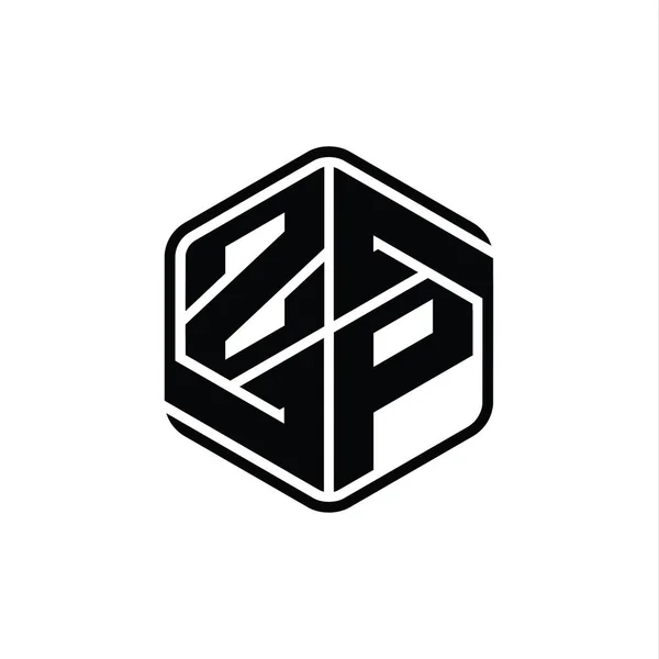 Zpレターロゴモノグラム六角形の装飾抽象的な独立したアウトラインデザインテンプレート — ストック写真