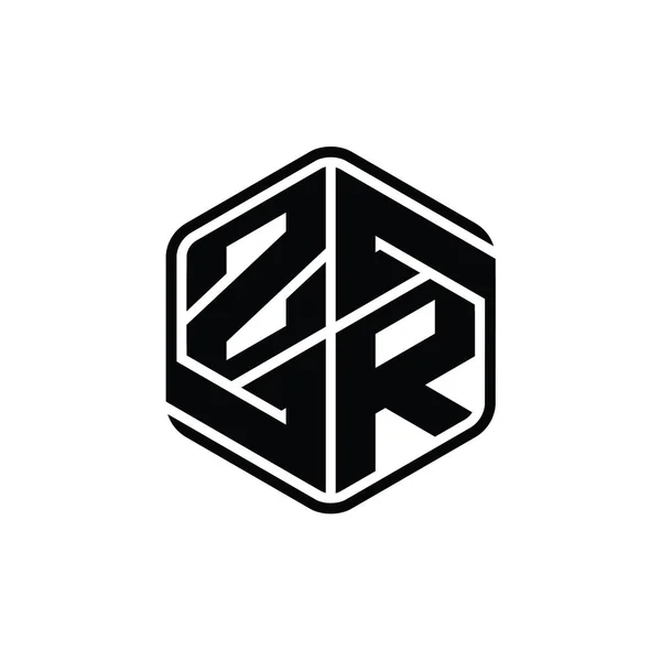 Letter Logo Monogram Hexagon Shape Ornament Isolated Outline Design Template — 스톡 사진