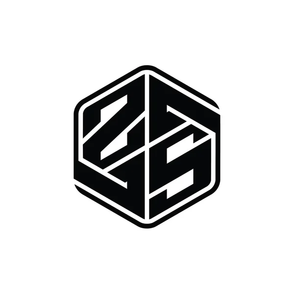Zsレターロゴモノグラム六角形の装飾抽象的なアウトラインデザインテンプレート — ストック写真