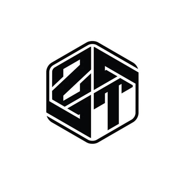 ゼータトーク手紙ロゴモノグラム装飾抽象的な独立したアウトラインデザインテンプレートと六角形の形 — ストック写真