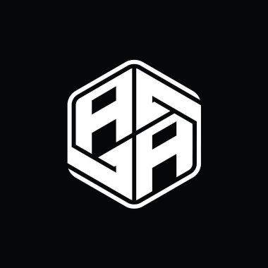 AA Harfi Logo monogram altıgen şekli ile soyut izole tasarım şablonu