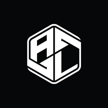 AL Harfi Logosu monogram altıgen şekli ile soyut izole tasarım şablonu